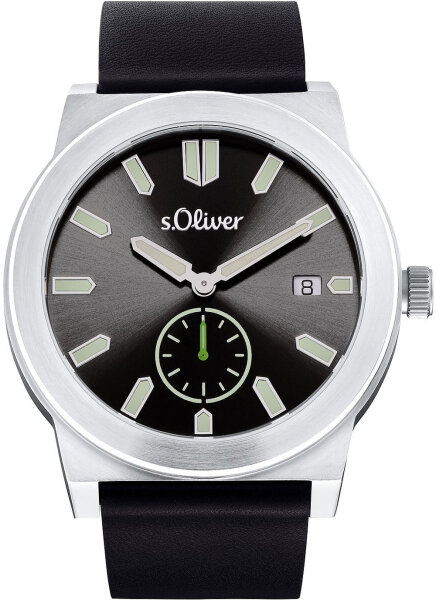 Reloj de hombre con correa de cuero negro - s.Oliver Modelo: 2035440
