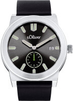 Reloj de hombre con correa de cuero negro - s.Oliver...