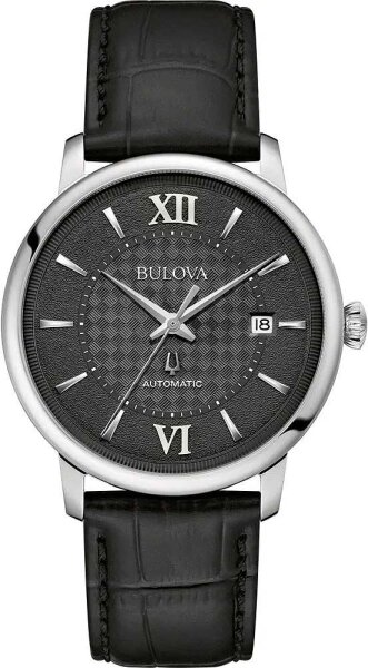Reloj de pulsera para hombre con fecha y correa de cuero – Bulova Modelo: 96B441