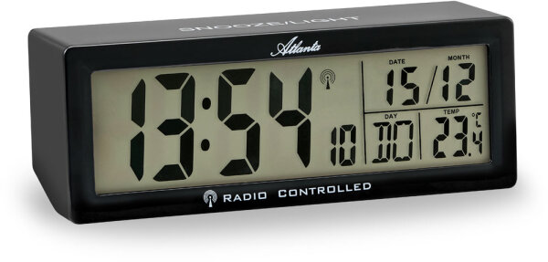 Reloj despertador digital negro – Atlanta Modelo: 1892/7