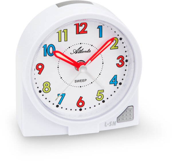 Reloj despertador infantil blanco 8 cm – Atlanta Modelo: 2127/0