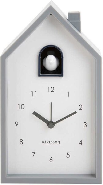 Reloj despertador estilo cucú, analógico, gris – Karlsson Modelo: KA6015GY