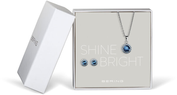 Set de joyas: collar con colgante y pendientes de botón – Bering Jewelry Modell: 429-711-Blue