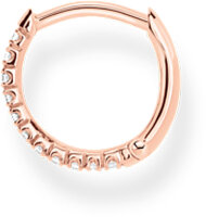 Pendiente de aro individual con piedras – chapado en oro rosa de 750