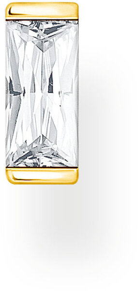 Pendiente individual con piedritas – chapado en oro amarillo de 750