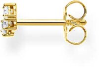 Pendiente individual con piedras blancas – chapado en oro amarillo de 750