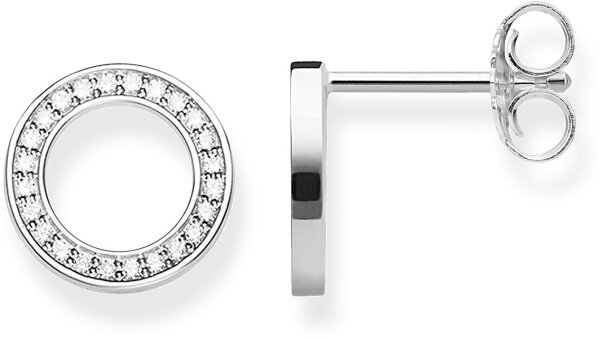 Pendientes de botón con círculos y piedritas – plata de ley 925