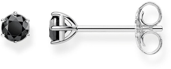 Pendientes de botón con piedra negra – plata de ley 925