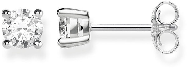 Pendientes de botón con piedra blanca – plata de ley 925