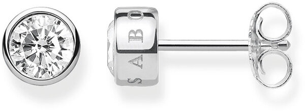 Pendientes de botón con piedra blanca – plata de ley 925