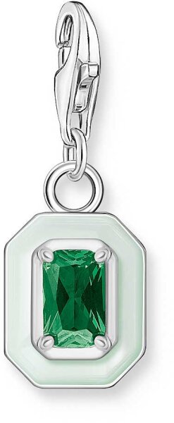 Charm colgante 3D piedra verde - 925 plata esterlina