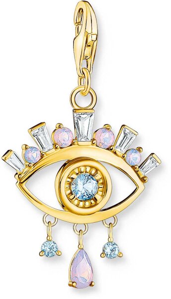 Charm colgante 3D ojo azul - 750 oro amarillo chapado