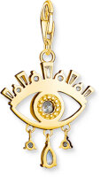 Charm colgante 3D ojo azul - 750 oro amarillo chapado