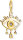 Charm colgante 3D ojo azul - 750 oro amarillo chapado