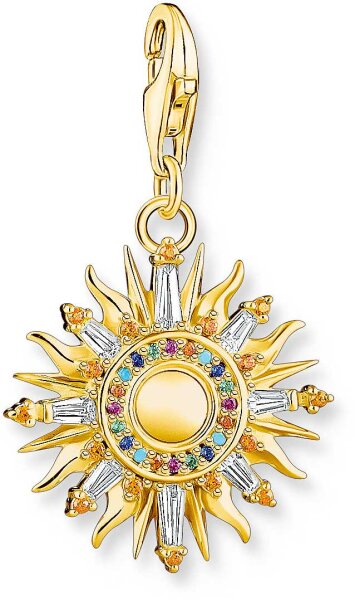 Charm colgante 3D sol de colores - 750 oro amarillo chapado