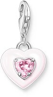 Charm colgante 3D corazón rosa - 925 plata esterlina