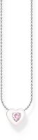 Collar con colgante de corazón 3D y piedra rosa - 925 plata esterlina