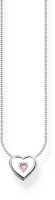 Collar con colgante de corazón 3D y piedra rosa - 925 plata esterlina