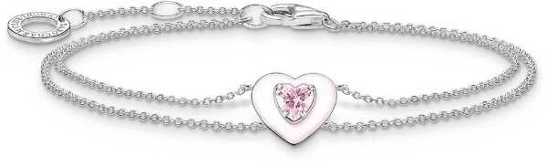 Pulsera fina doble con colgante de corazón - 925 plata esterlina