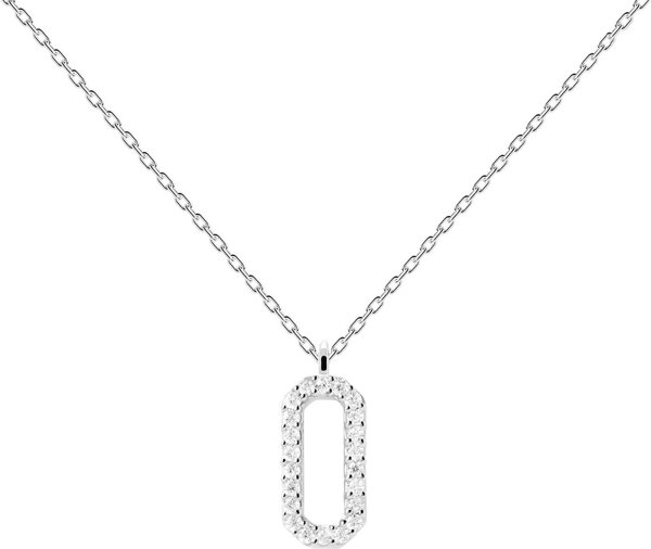 Abi Collar con colgante cuadrado y piedras - 925 plata esterlina