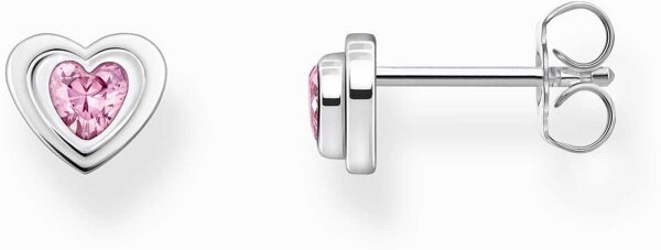 Pendientes tipo botón de corazón con piedra rosa - Thomas Sabo Modell: H2271-643-9