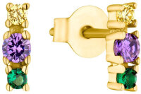 Pendientes tipo botón con piedras de colores -...