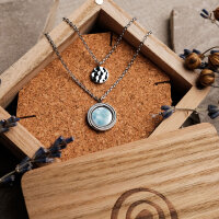 Zendala Collar estilo layering con nácar/plata - Holzkern Modell: Jewelry