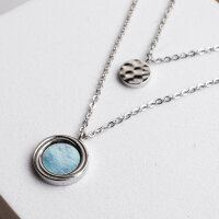 Zendala Collar estilo layering con nácar/plata - Holzkern Modell: Jewelry