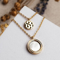 Zendala Collar estilo layering con nácar/dorado - Holzkern Modell: Jewelry