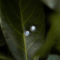 Shade Pendientes tipo botón con diseño de sol y nácar azul - Holzkern Modell: Jewelry