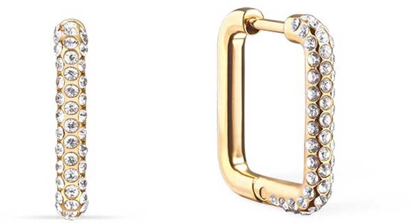 Aros cuadrados de acero inoxidable con piedras - Bering Jewelry modelo: 734-27-05