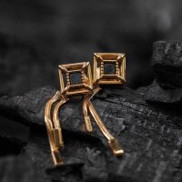 Awakening pendientes (Mármol/Oro) pendientes de botón con colgante de cadena - Holzkern modelo: Jewelry