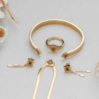 Awakening pendientes (Mármol/Oro) pendientes de botón con colgante de cadena - Holzkern modelo: Jewelry