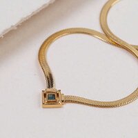 Awakening collar (Mármol/Oro) cadena tipo serpiente con colgante cuadrado - Holzkern modelo: Jewelry