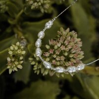 Familytie collar (Perla/Plata) collar delicado con colgante de perla - Holzkern modelo: Jewelry