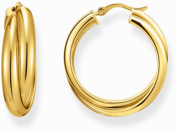 Aros grandes dorados con diseño entrelazado inspirado en los 90 - Thomas Sabo modelo: CR738-413-39
