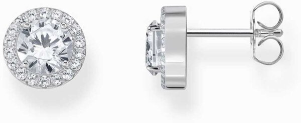 Pendientes de botón Halo con piedra blanca en talla brillante - Thomas Sabo modelo: H2304-051-14