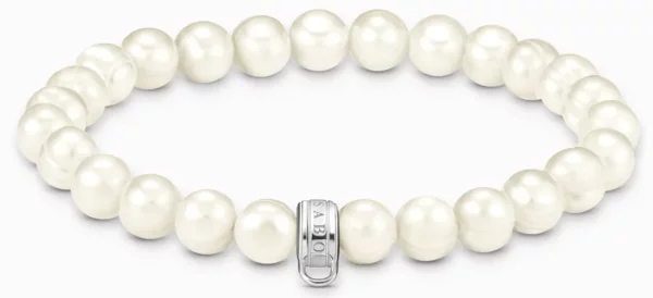 Thomas Sabo Bead-Armband Modell: X0293-082-14-L17 mit weißen Süßwasserzuchtperlen und ringförmiger Öse für Charms