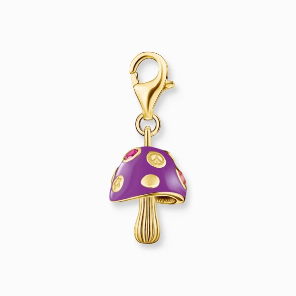 Thomas Sabo Charm Anhänger Modell: 2211-471-7 lila Pilz- 925 Sterlingsilber 18k vergoldet und Kaltemail