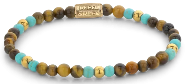 Pulsera de piedras preciosas de colores variados con cierre de acero inoxidable - Modelo Rebel&Rose: RR-40063-G-S