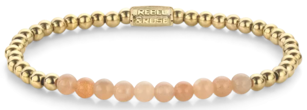 Pulsera de piedras de sol reales de 4 mm, piedras de acero inoxidable chapadas en oro de 4 mm y cierre de acero inoxidable - Modelo Rebel&Rose: RR-40139-G-M