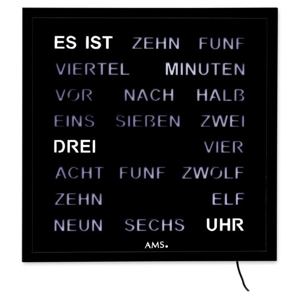 Reloj de pared de cuarzo AMS 1265 - Caja de metal lacado