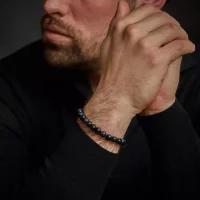 Pulsera de piedras de ojo de tigre azul oscuro de 8 mm...