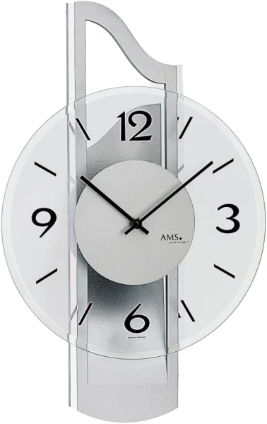 Wanduhr Glaszifferblatt, Holzgehäuse &Metallauflage-AMS Modell: 9678