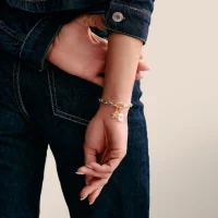 Glieder- Charm-Armband mit einem goldfarbenem Connect Link - Thomas Sabo Modell: C1204-413-7-L19