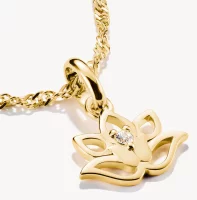 Charm-Anhänger, Lotusblüte, 18k vergoldet -...