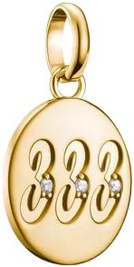 Charm-Anhänger, Engelszahlen 333, mit weißen Edelsteinen, aus Silber, vergoldet - Thomas Sabo Modell: CC1250-414-14