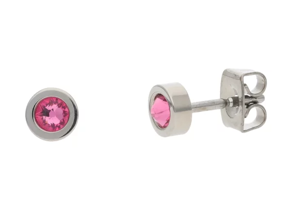 Ohrstecker aus Titan mit rosa Swarovski Stein Boccia Jewelry 05095-02