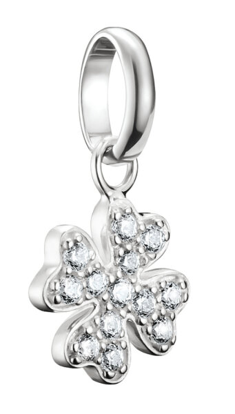Thomas Sabo Charm-Anhänger Glücksklee mit Steinen Connect Silber