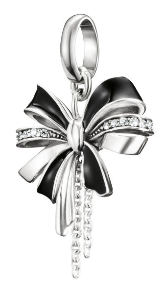 Thomas Sabo Charm-Anhänger Schleife schwarz Connect Silber